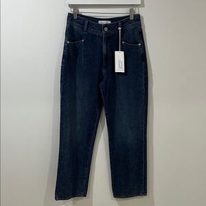 NWT Dear John Women’s Jeans 27 Wide Leg Straight Leg Dark Denim Stretchy Seam